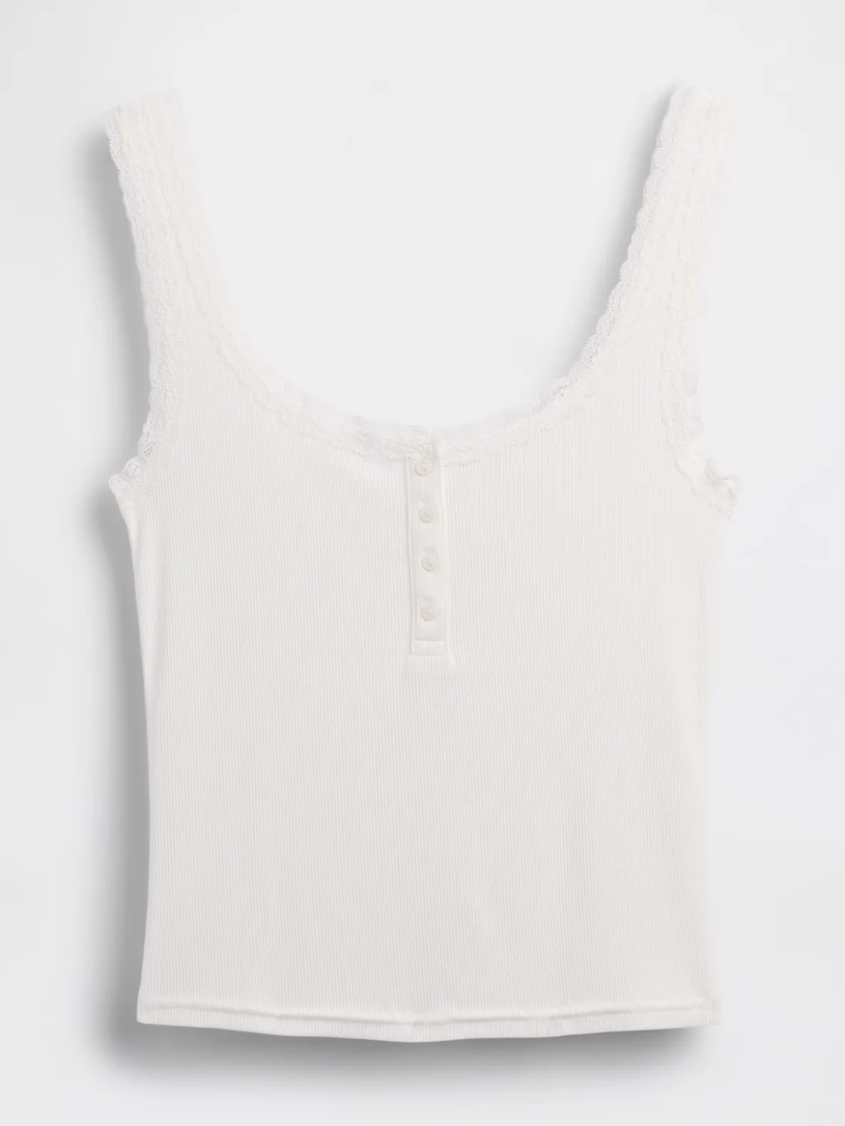 Mini Rib Lace Henley PJ Tank Top