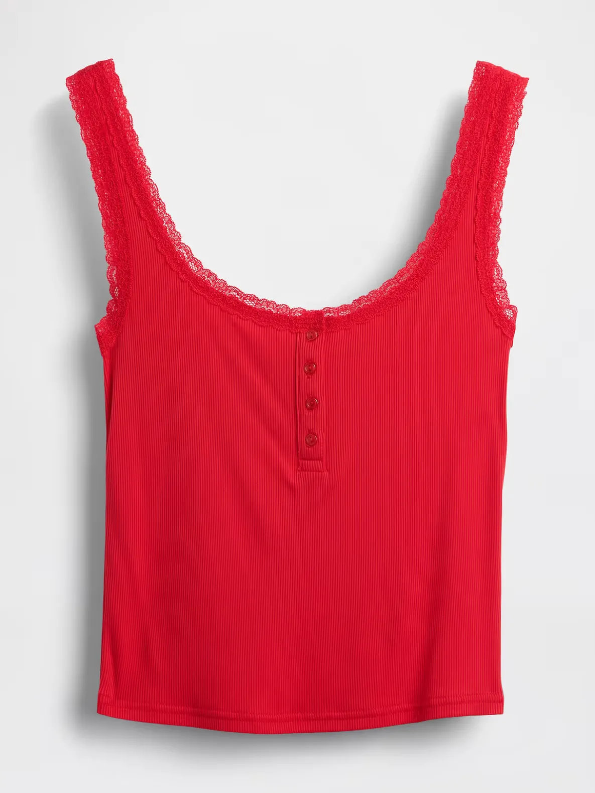 Mini Rib Lace Henley PJ Tank Top