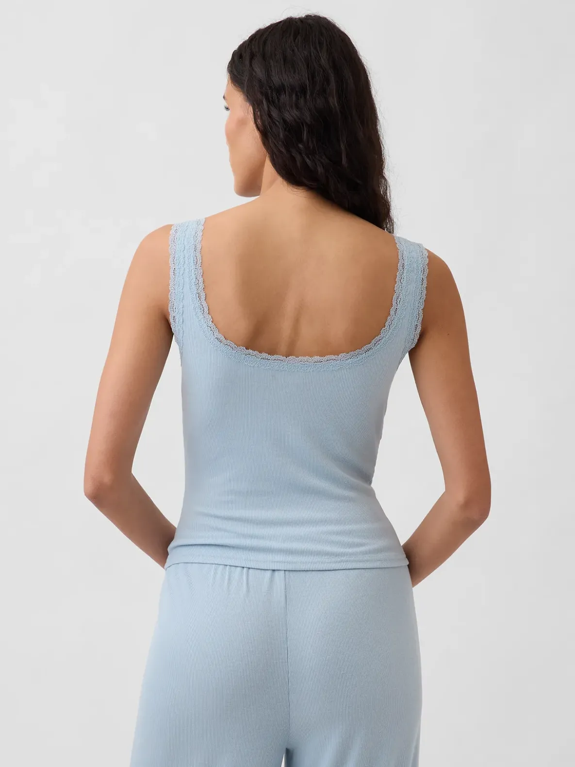 Mini Rib Lace Henley PJ Tank Top
