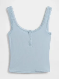 Mini Rib Lace Henley PJ Tank Top
