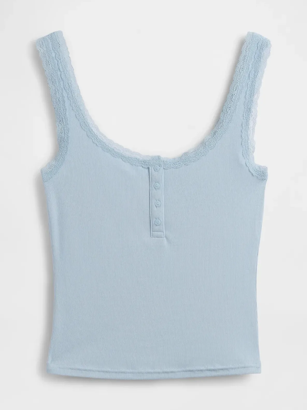 Mini Rib Lace Henley PJ Tank Top