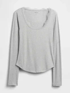 Mini Rib Lace-Trim PJ Top