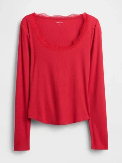 Mini Rib Lace-Trim PJ Top