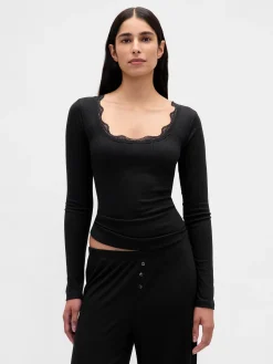 Mini Rib Lace-Trim PJ Top