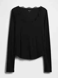 Mini Rib Lace-Trim PJ Top