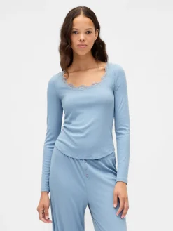 Mini Rib Lace-Trim PJ Top