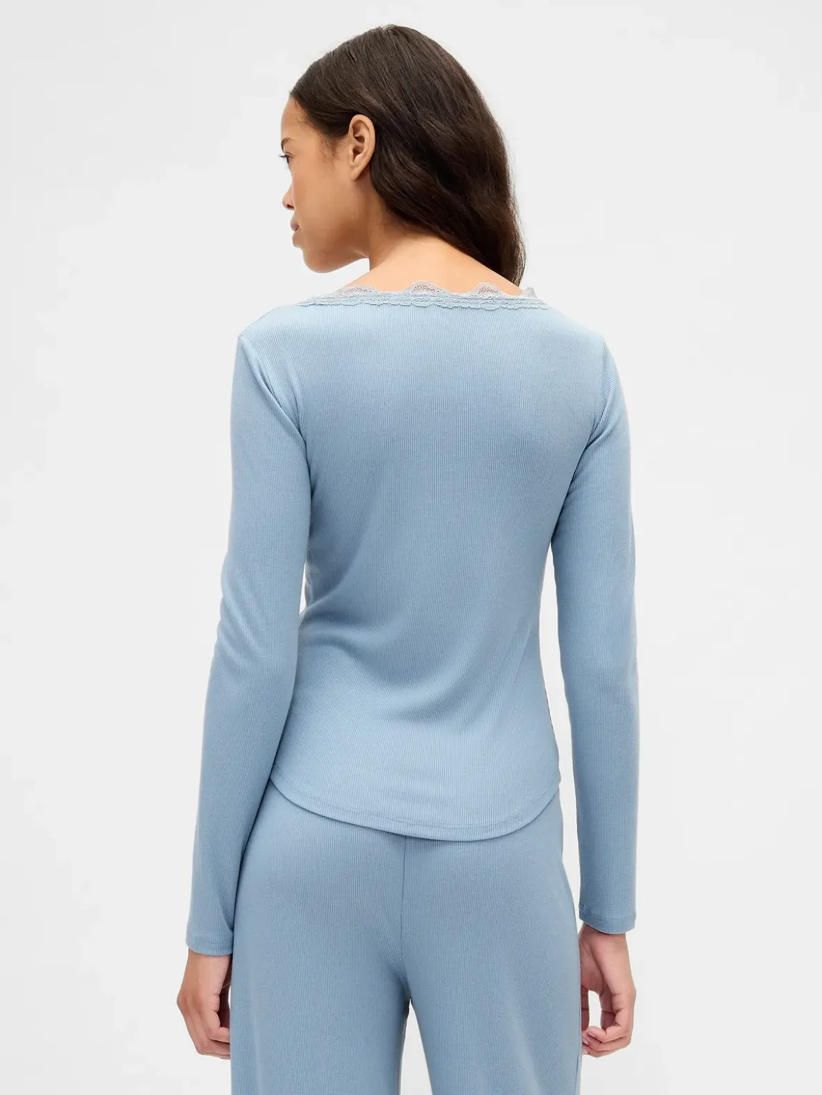 Mini Rib Lace-Trim PJ Top