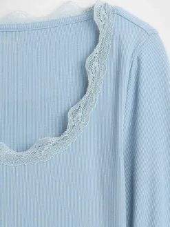 Mini Rib Lace-Trim PJ Top