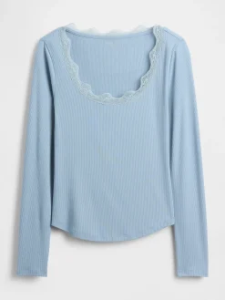 Mini Rib Lace-Trim PJ Top