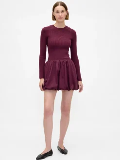Mixed Media Bubble Mini Dress