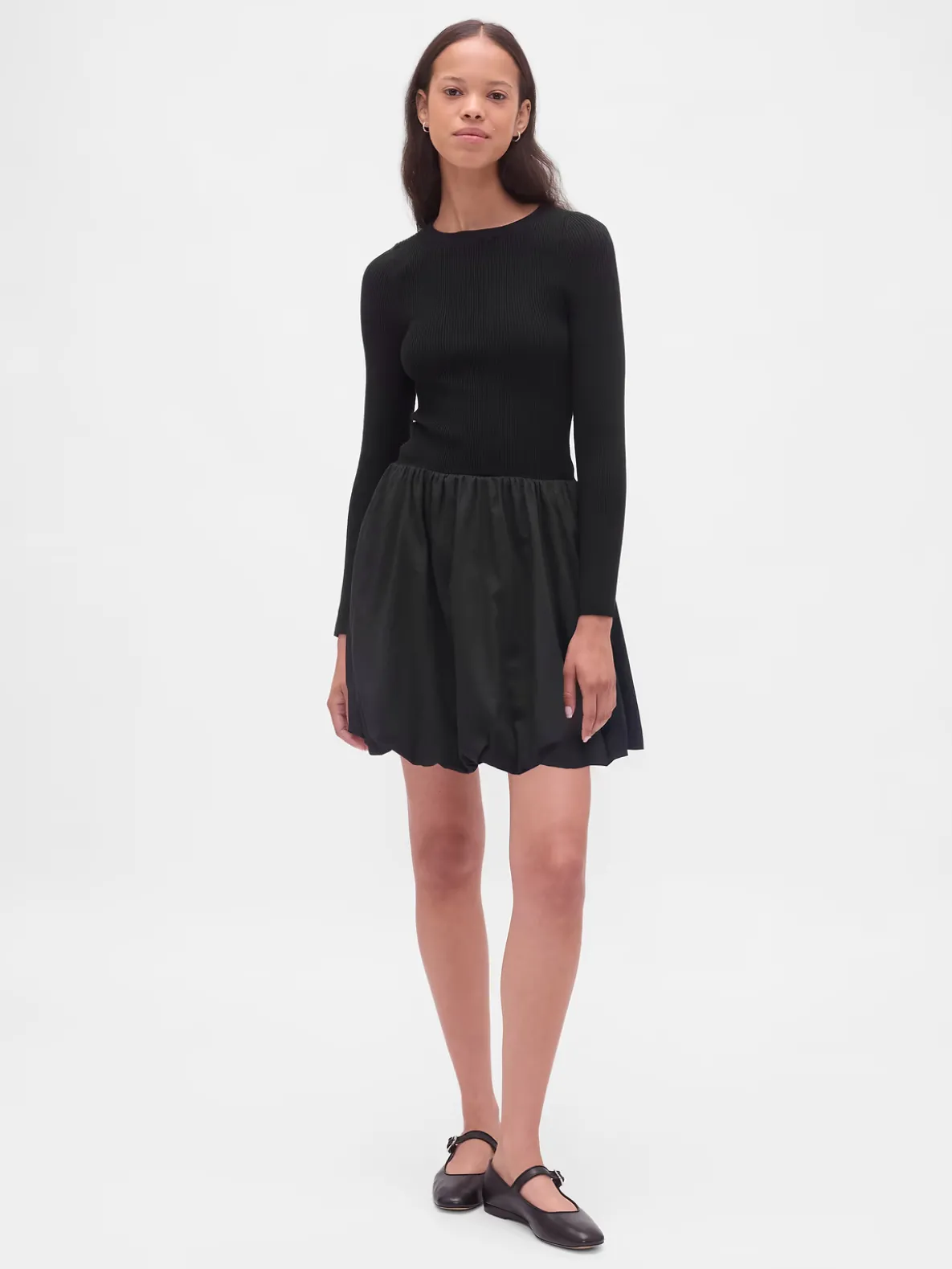 Mixed Media Bubble Mini Dress