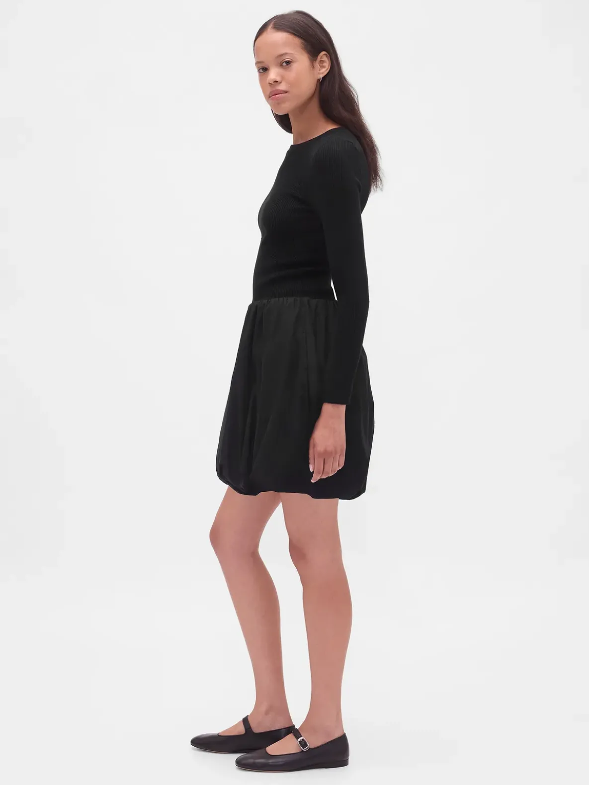 Mixed Media Bubble Mini Dress