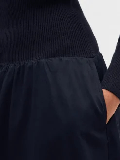 Mixed Media Drop-Waist Maxi Dress