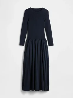 Mixed Media Drop-Waist Maxi Dress