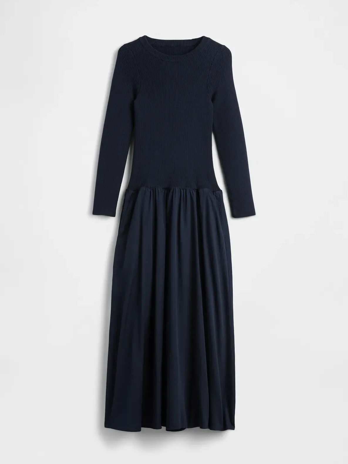 Mixed Media Drop-Waist Maxi Dress
