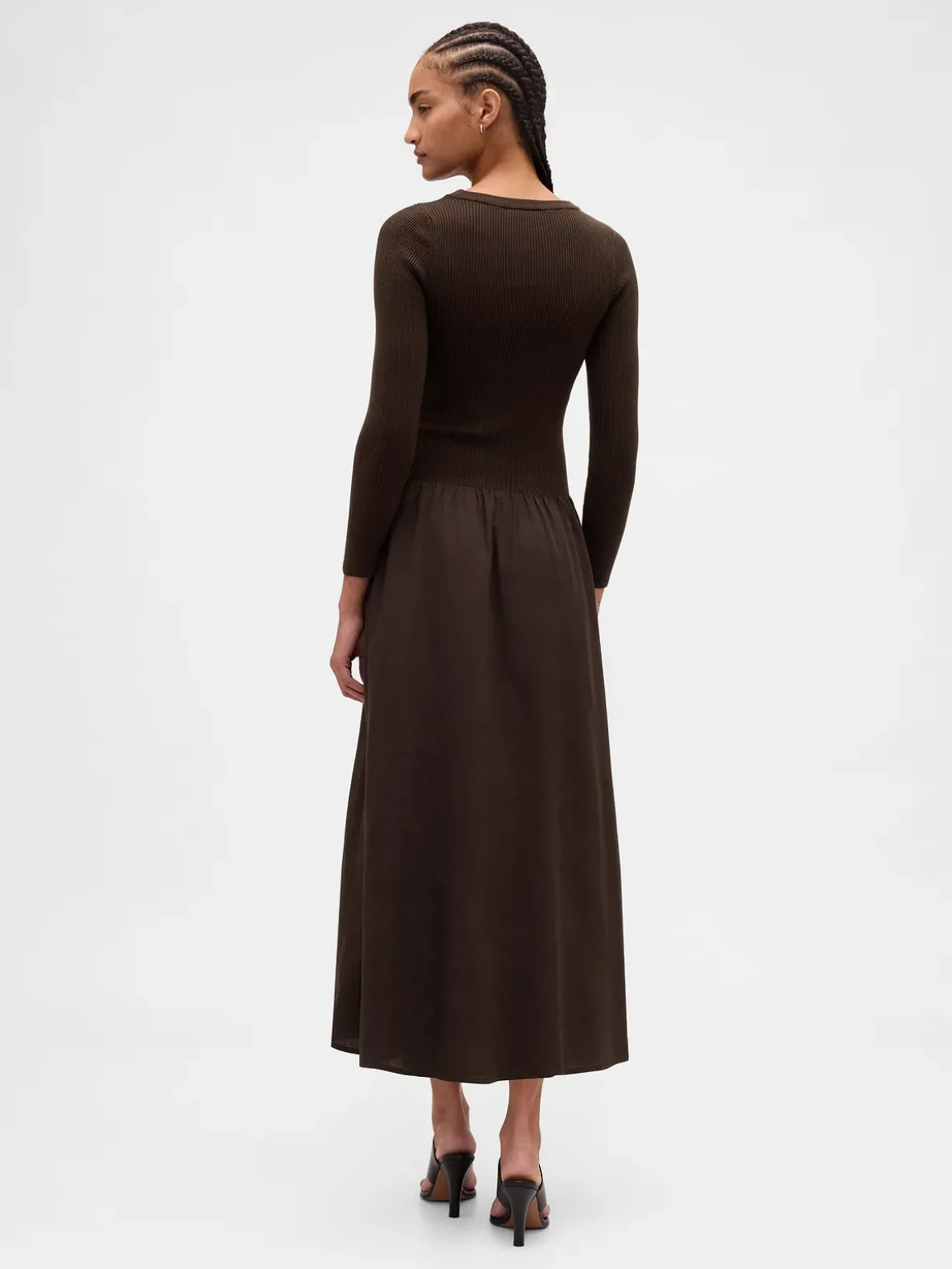 Mixed Media Drop-Waist Maxi Dress