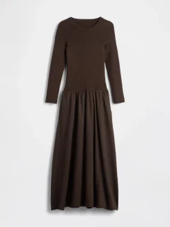 Mixed Media Drop-Waist Maxi Dress