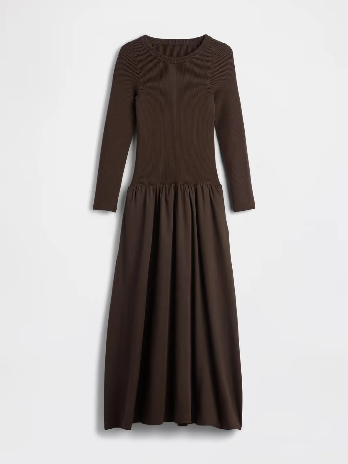 Mixed Media Drop-Waist Maxi Dress