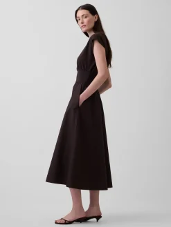 Mixed Media Drop-Waist Midi Dress