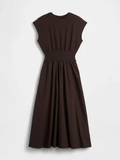 Mixed Media Drop-Waist Midi Dress