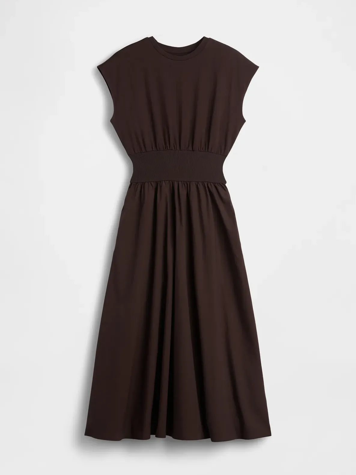 Mixed Media Drop-Waist Midi Dress