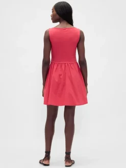 Mixed Media Drop-Waist Mini Dress