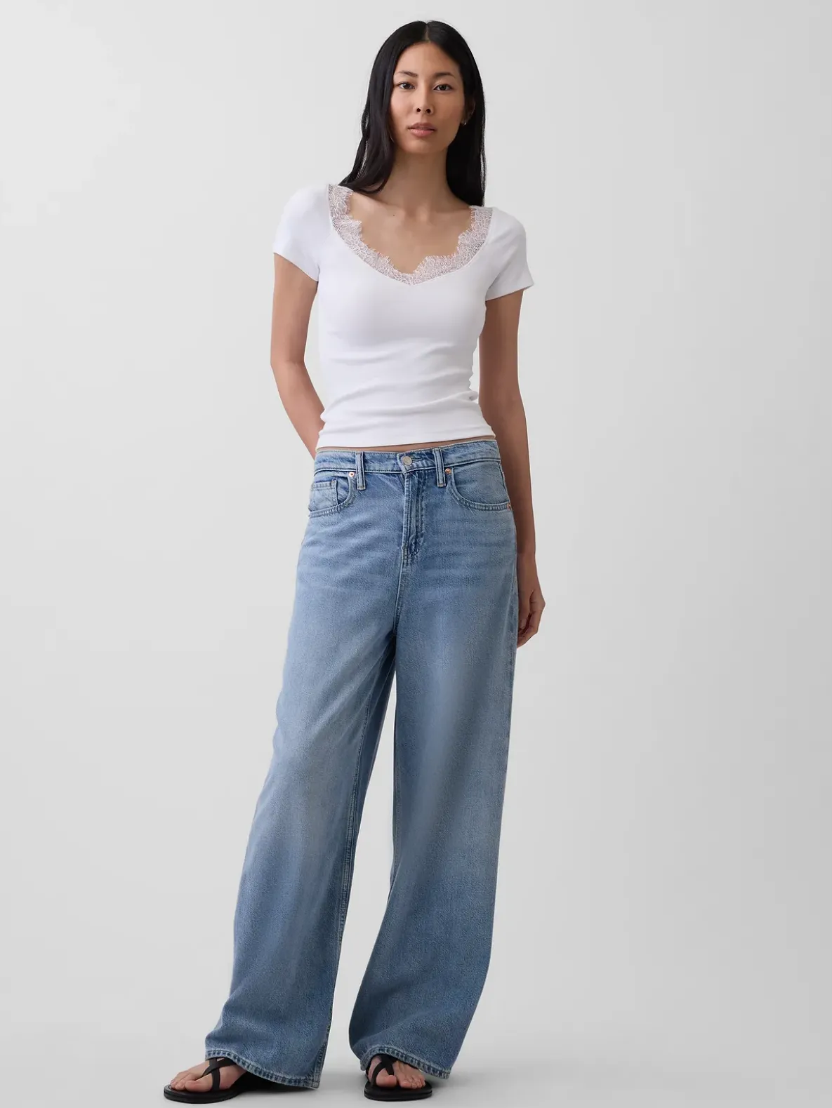 Modern Lace-Trim Crop Top