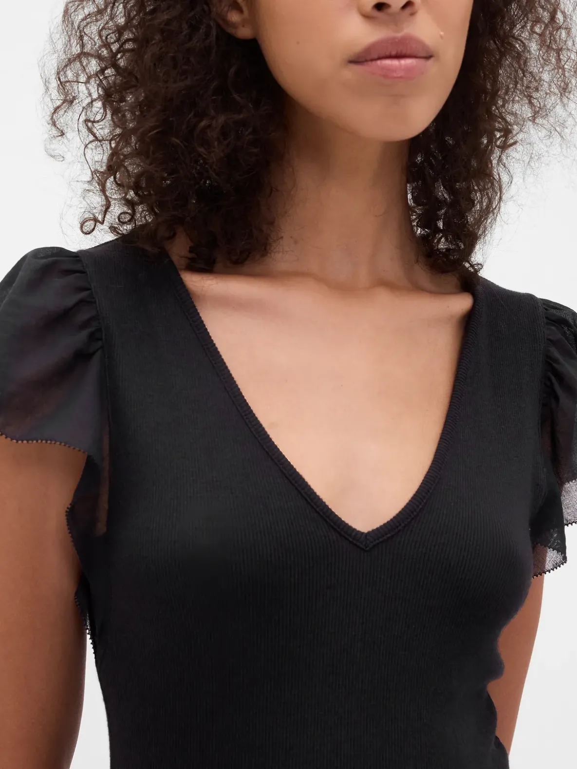 Modern Mixed Media Ruffle Maxi Dress