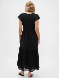Modern Mixed Media Ruffle Maxi Dress