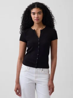 Modern Rib Button-Front Crew T-Shirt