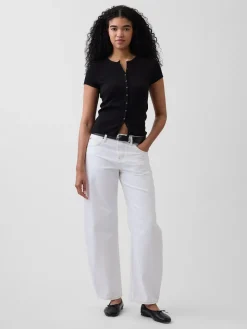 Modern Rib Button-Front Crew T-Shirt