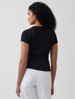 Modern Rib Button-Front Crew T-Shirt