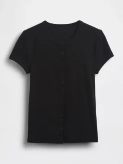 Modern Rib Button-Front Crew T-Shirt
