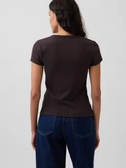 Modern Rib Button-Front Crew T-Shirt