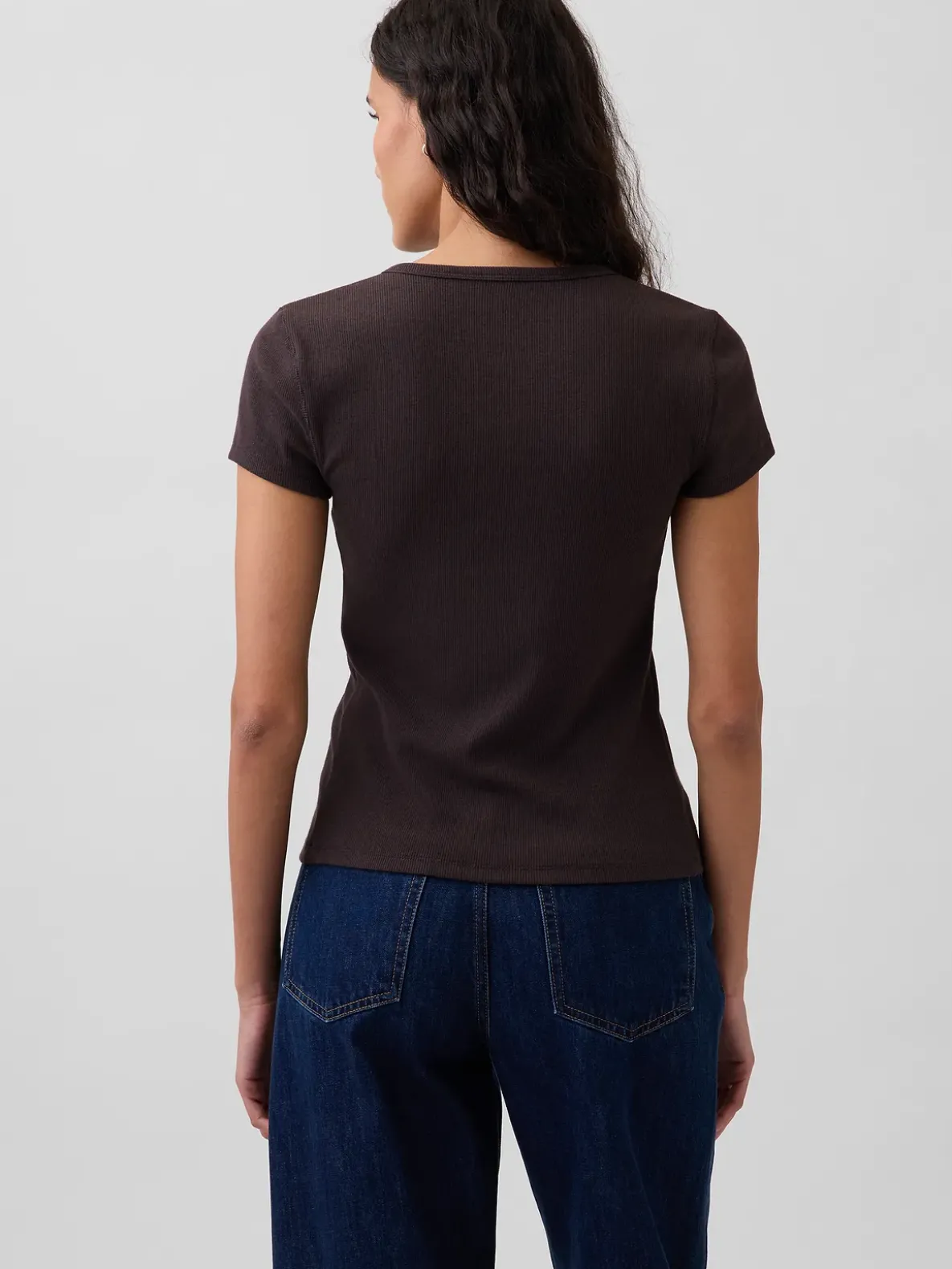 Modern Rib Button-Front Crew T-Shirt