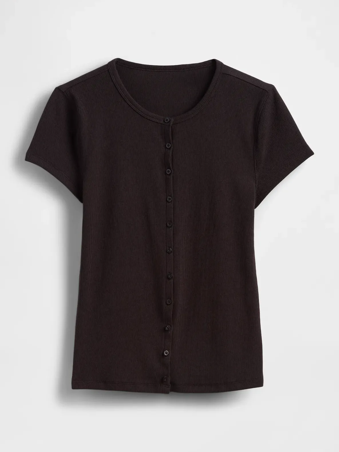 Modern Rib Button-Front Crew T-Shirt