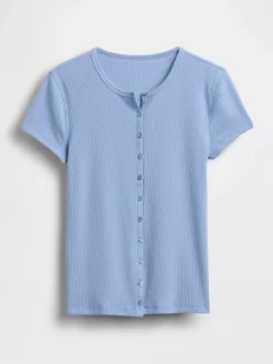 Modern Rib Button-Front Crew T-Shirt