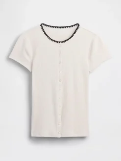 Modern Rib Button-Front Crew T-Shirt