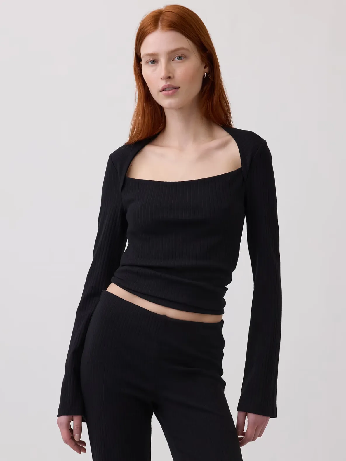 Modern Rib Envelope-Neck Top