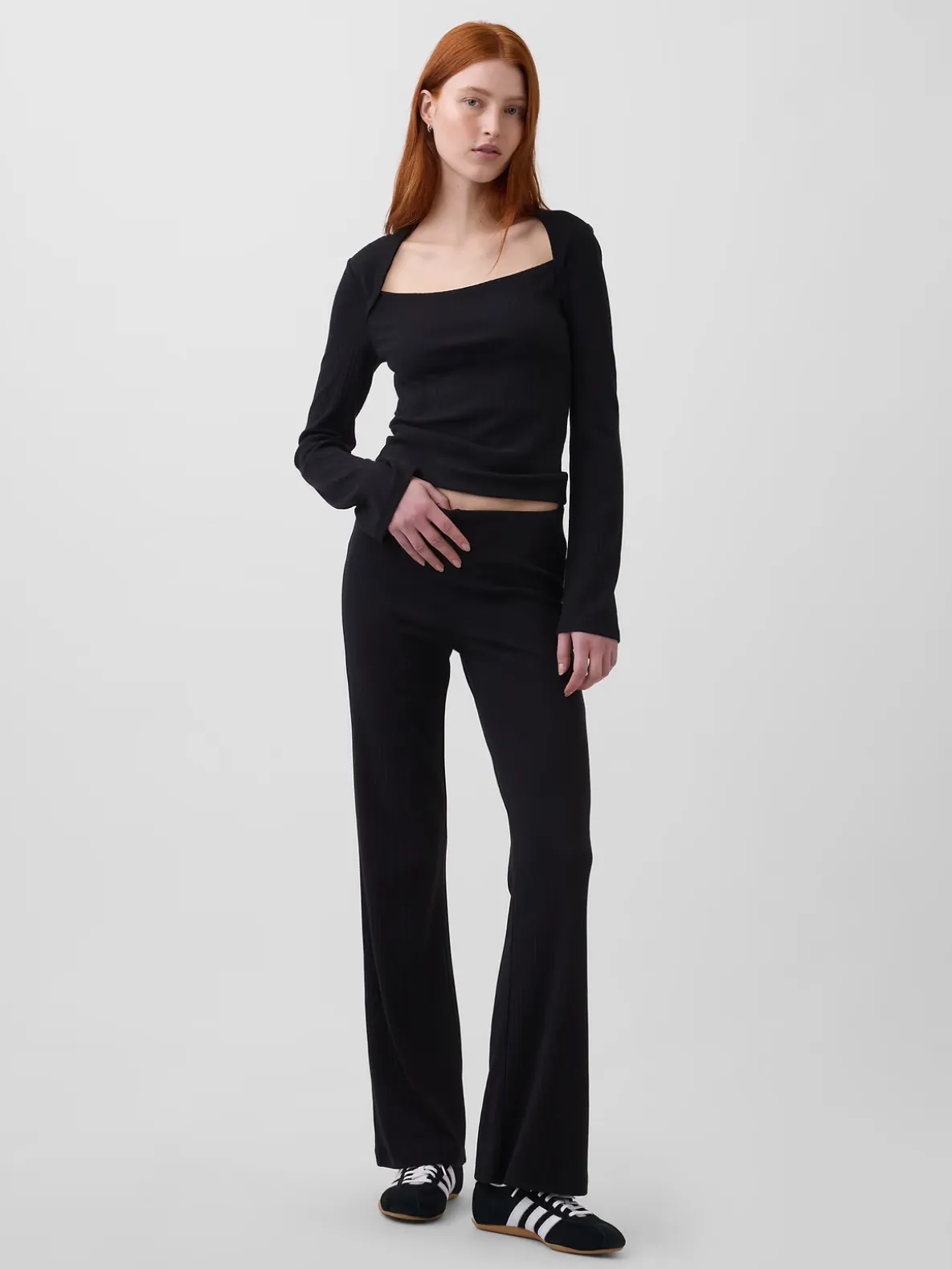 Modern Rib Envelope-Neck Top