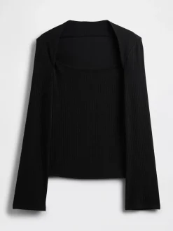 Modern Rib Envelope-Neck Top