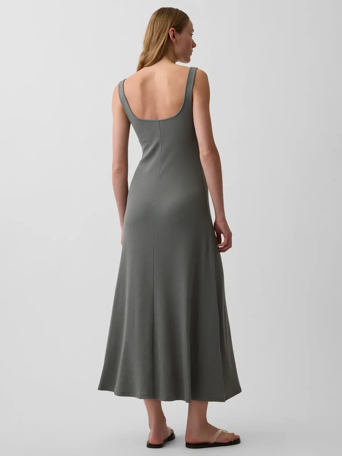 Modern Rib Square-Neck Maxi Dress