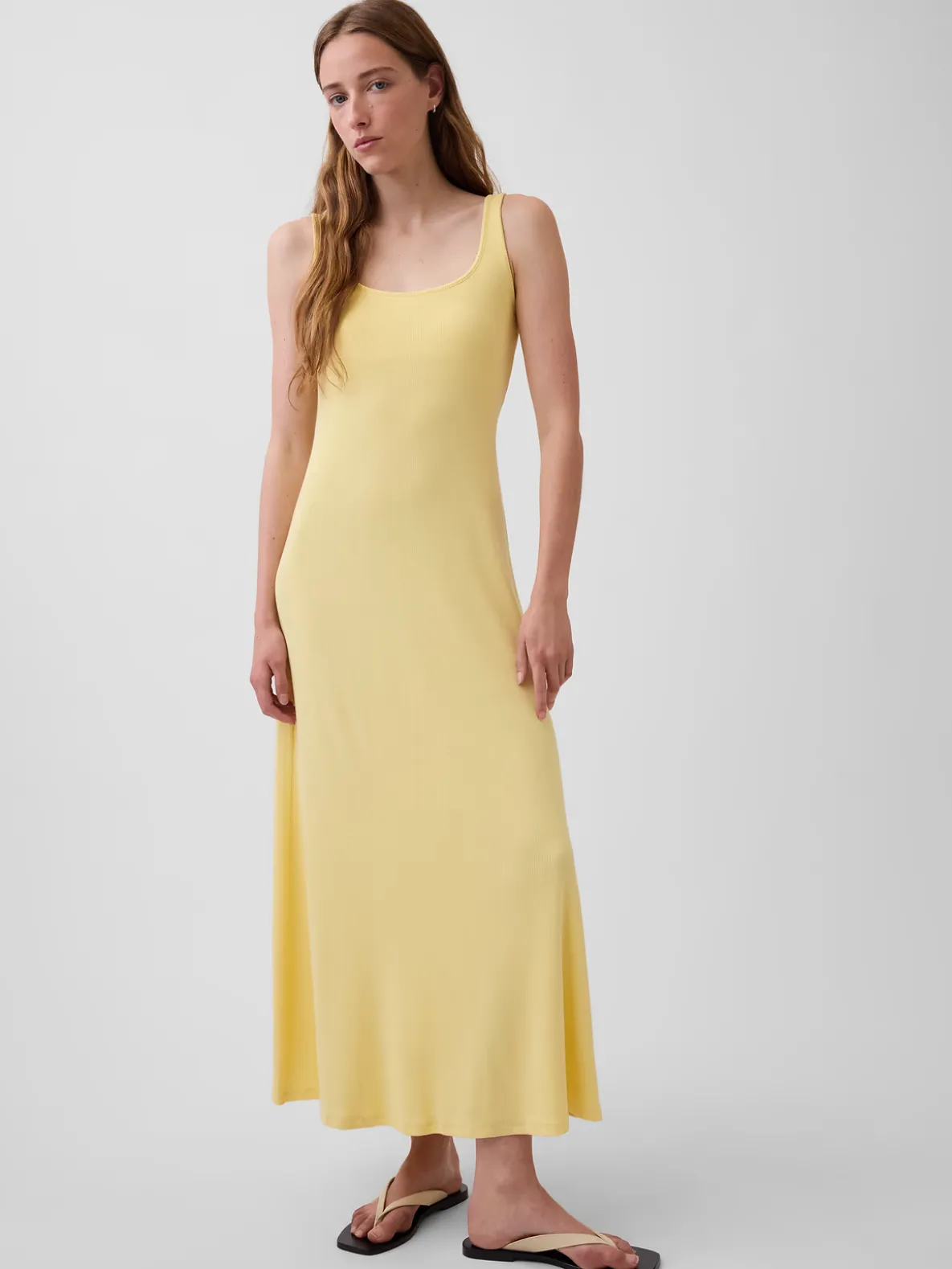 Modern Rib Square-Neck Maxi Dress