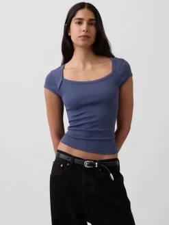 Modern Square-Neck Crop T-Shirt