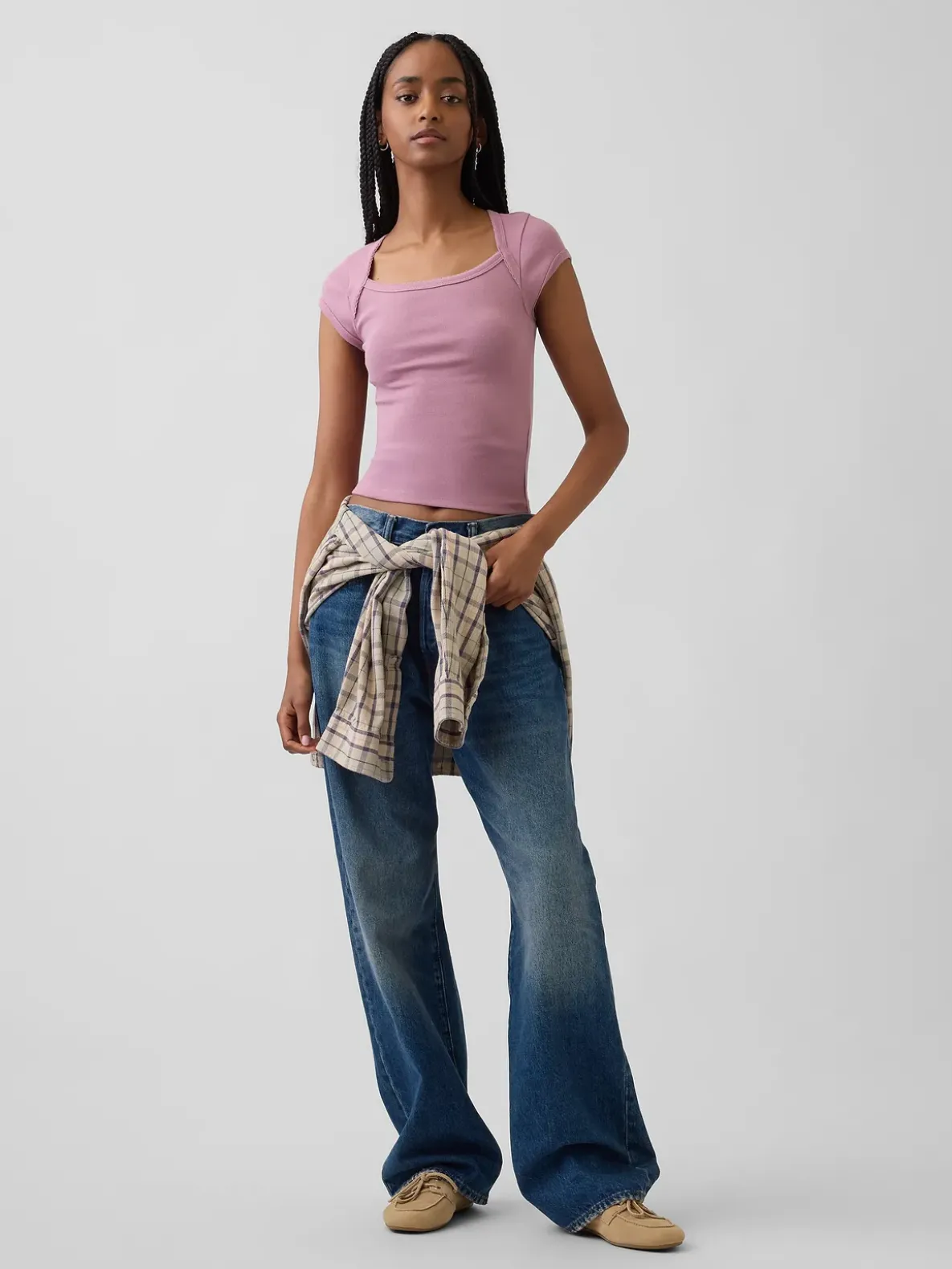 Modern Square-Neck Crop T-Shirt