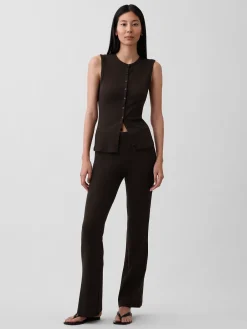 Modern Wide Rib Button-Front Top
