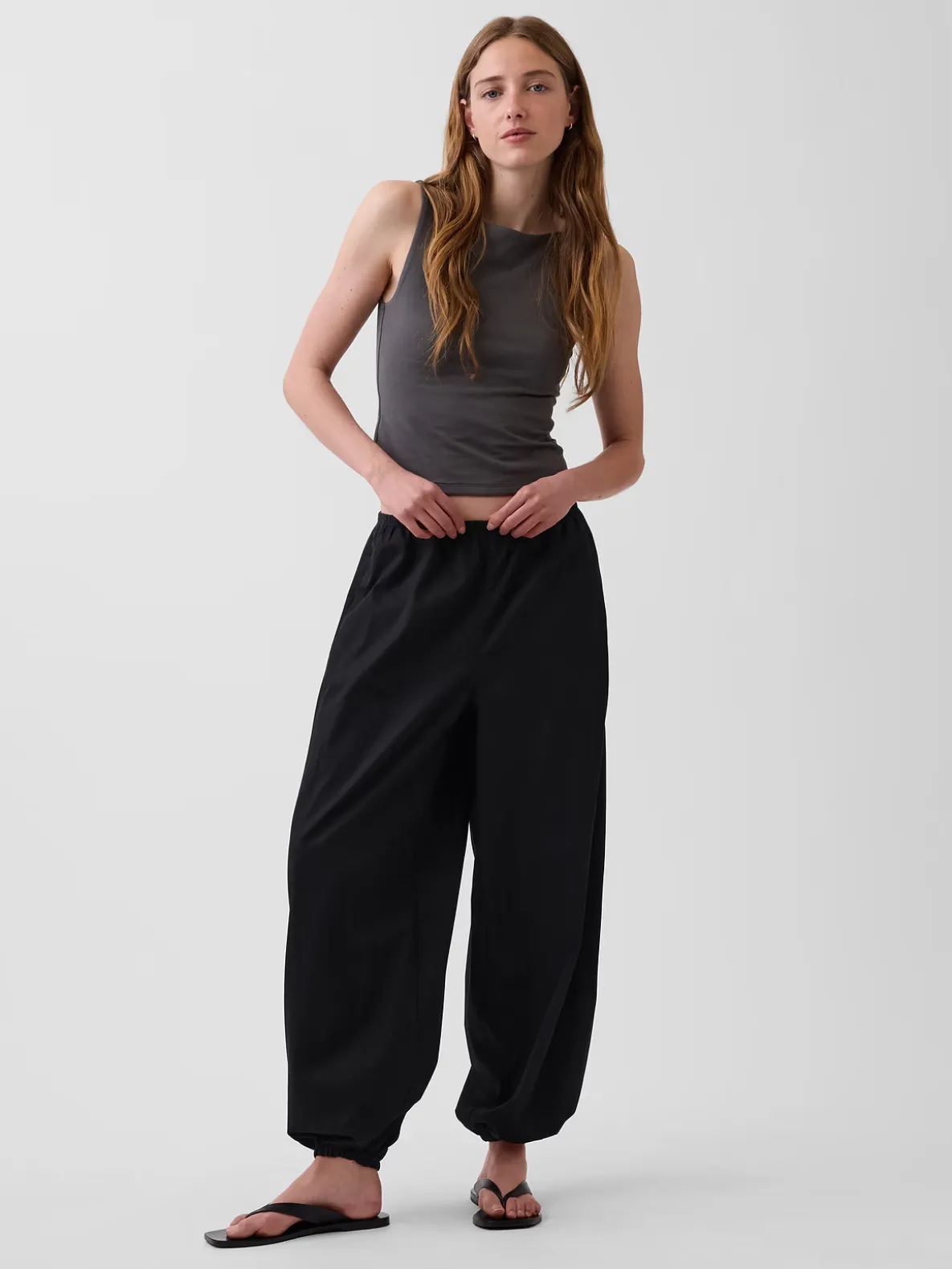 Organic Cotton Poplin Easy Baggy Joggers