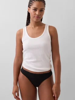 Organic Stretch Cotton Lace-Trim Thong
