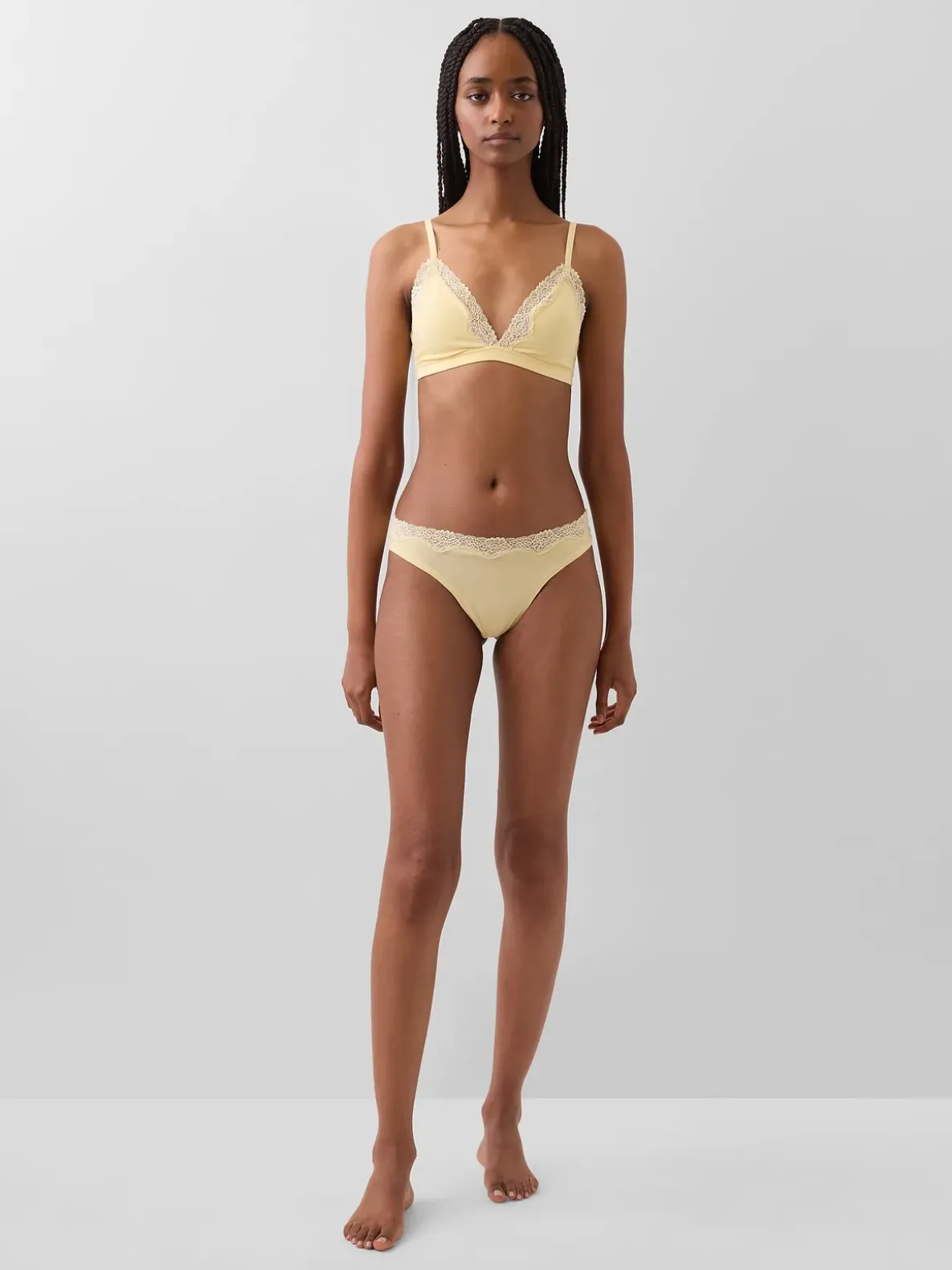 Organic Stretch Cotton Lace-Trim Thong