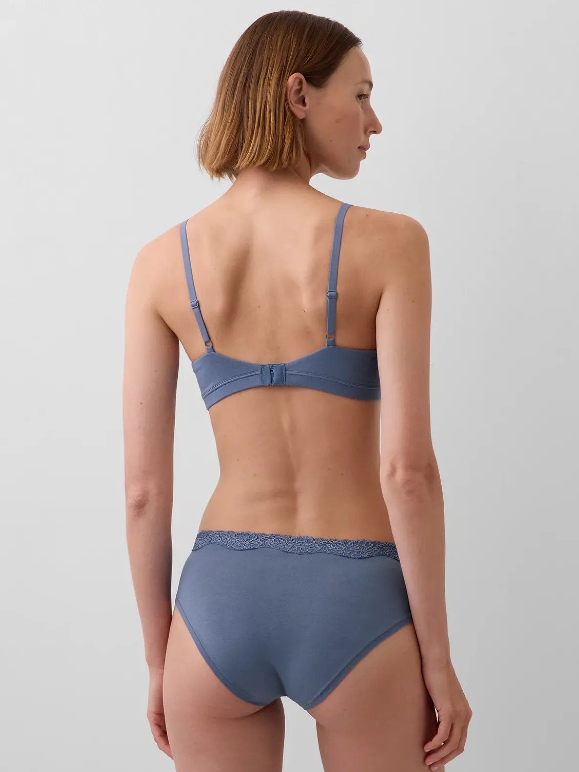 Organic Stretch Cotton Lace-Trim Triangle Bra